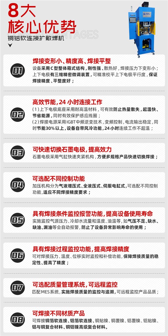 铜铝软连接扩散焊机核心优势